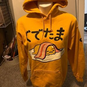 Gudetama Yellow Hoodie Sweatshirt Cute‎ Lazy Egg Character Kawaii Anime Size M